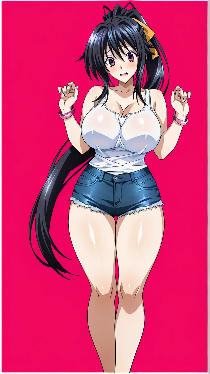 Araffe in a red plaid skirt and pink bra top posing in a kitchen, AngelaWhite, Sexy Girl, Lacey, Demi Rose, Buxom chest, perfect angle, busty, sexy look, curvy model, Instagram model, looks realistic, in the kitchen, painted, perfectly detailed, stunning view, perfectly proportioned, 80's anime, retro anime