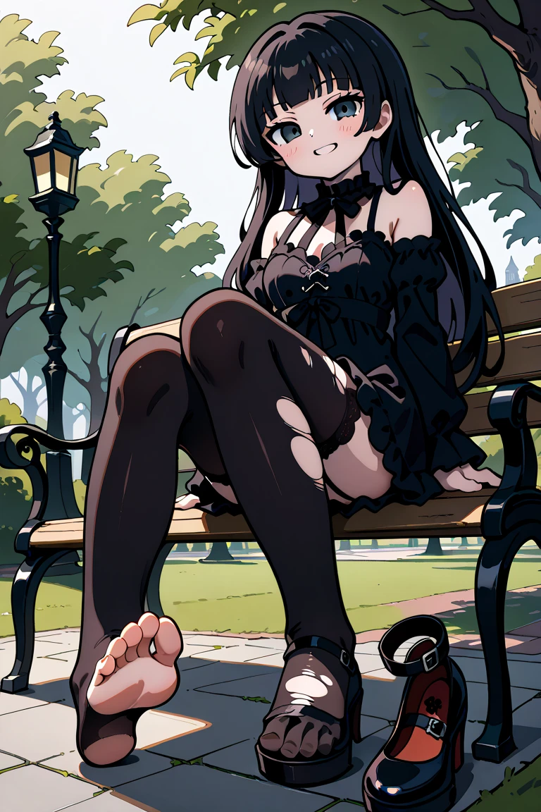 A beautiful and cute girl, She is gothic and shows her feet