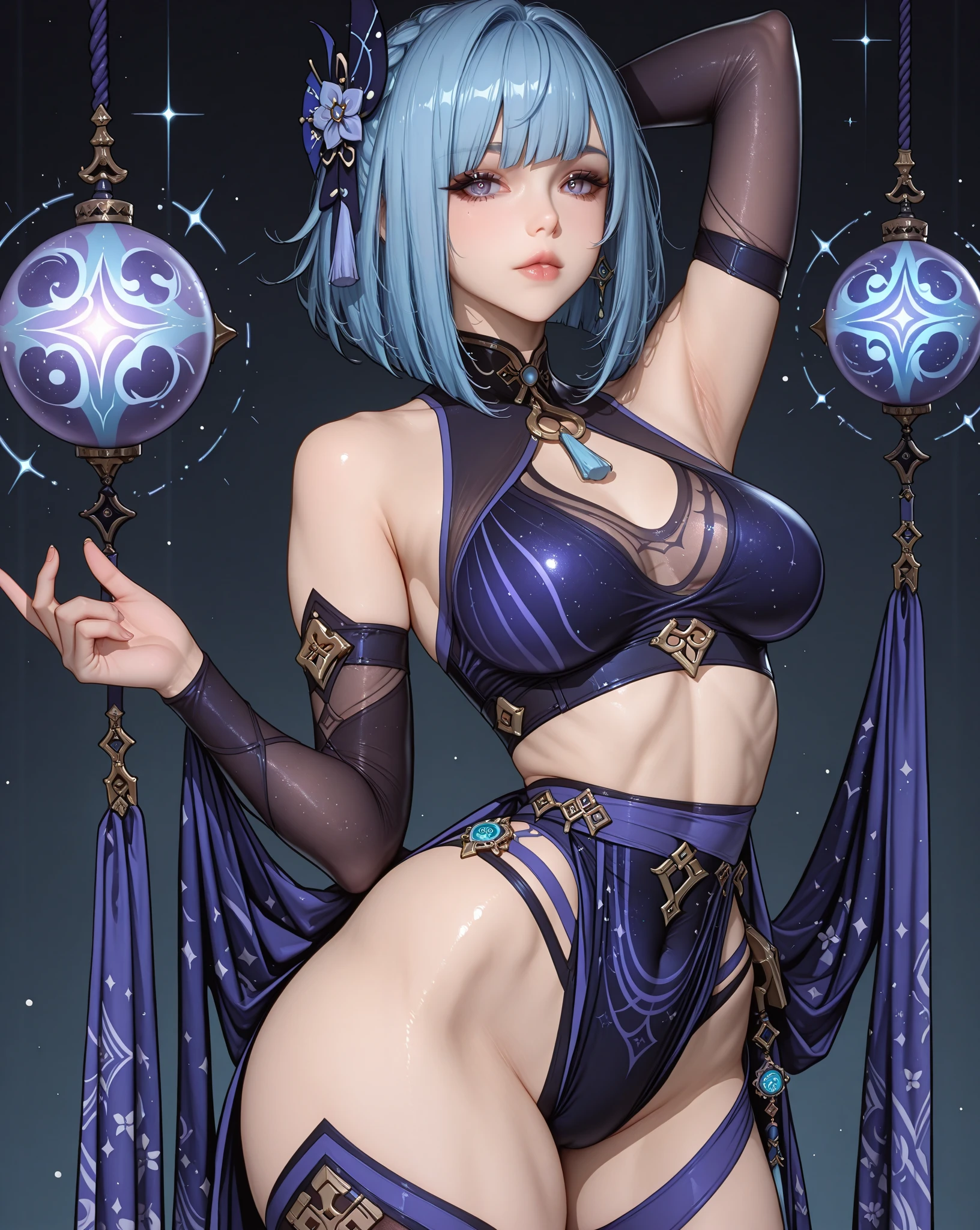 Sexweed、Beautie、short-hair、The areol、The nipple is visible、Mystical Magic Circle、battle field、Cool standing figure