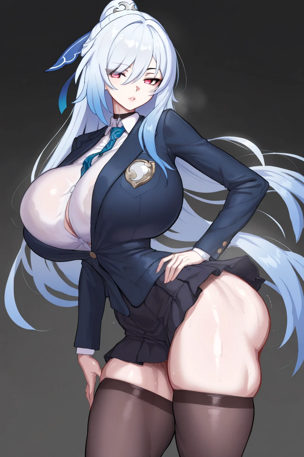 (Highest quality, 8k, masterpiece :1.3),Kaede Higuchi,vtuber, One woman,,Silver Hair,nsfw,,Voluptuous body,,Sex with an invisible man,