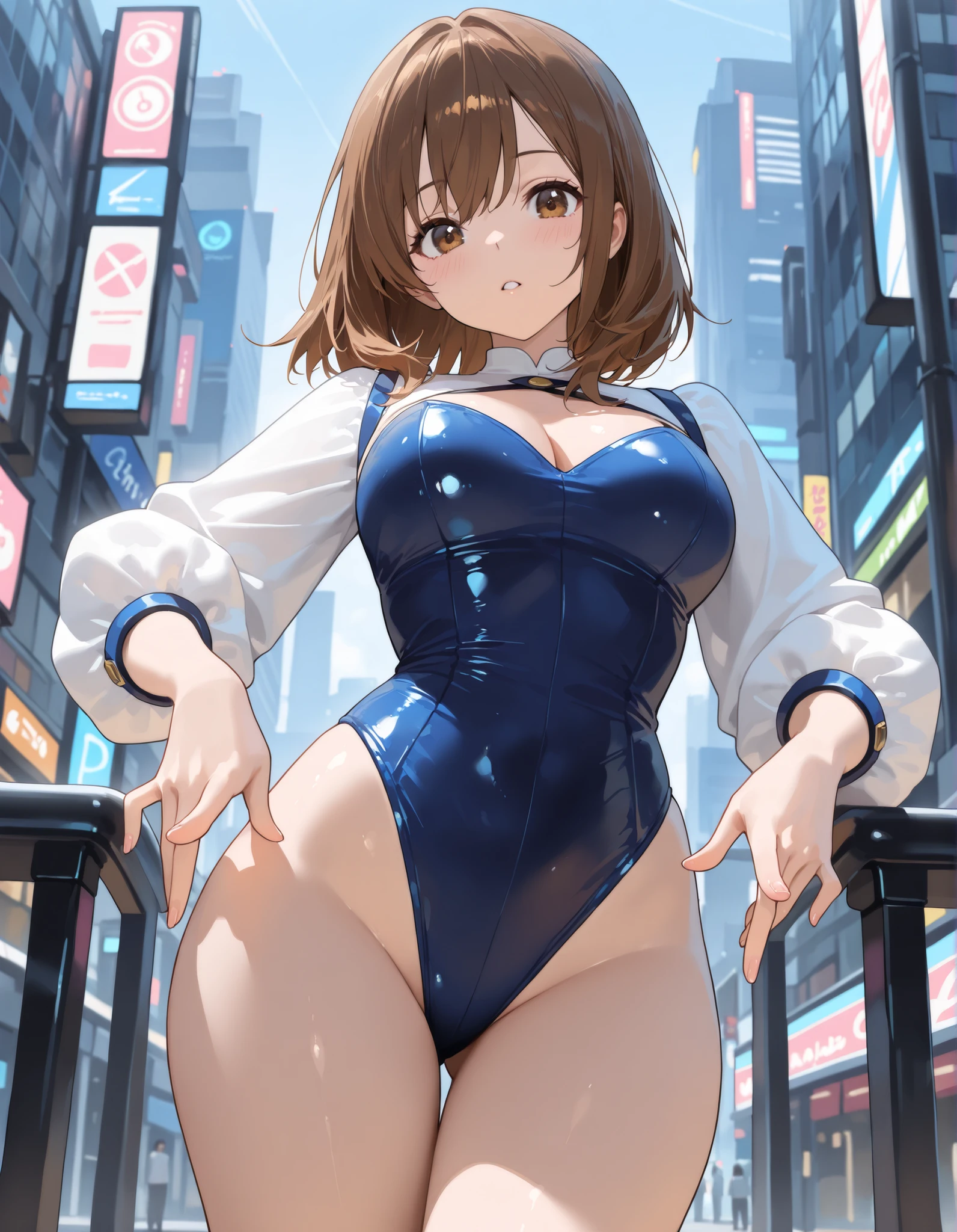Anime illustration、highest quality、cyber punk、Otherworldly fantasy、Luxury Casino、A plump bunny girl with brown skin、Giant Magic Roulette Wheel、Bunny ears、Perfect proportions、Big Breasts、Thick legs、Beautiful, shining eyes、Blushing、smile
