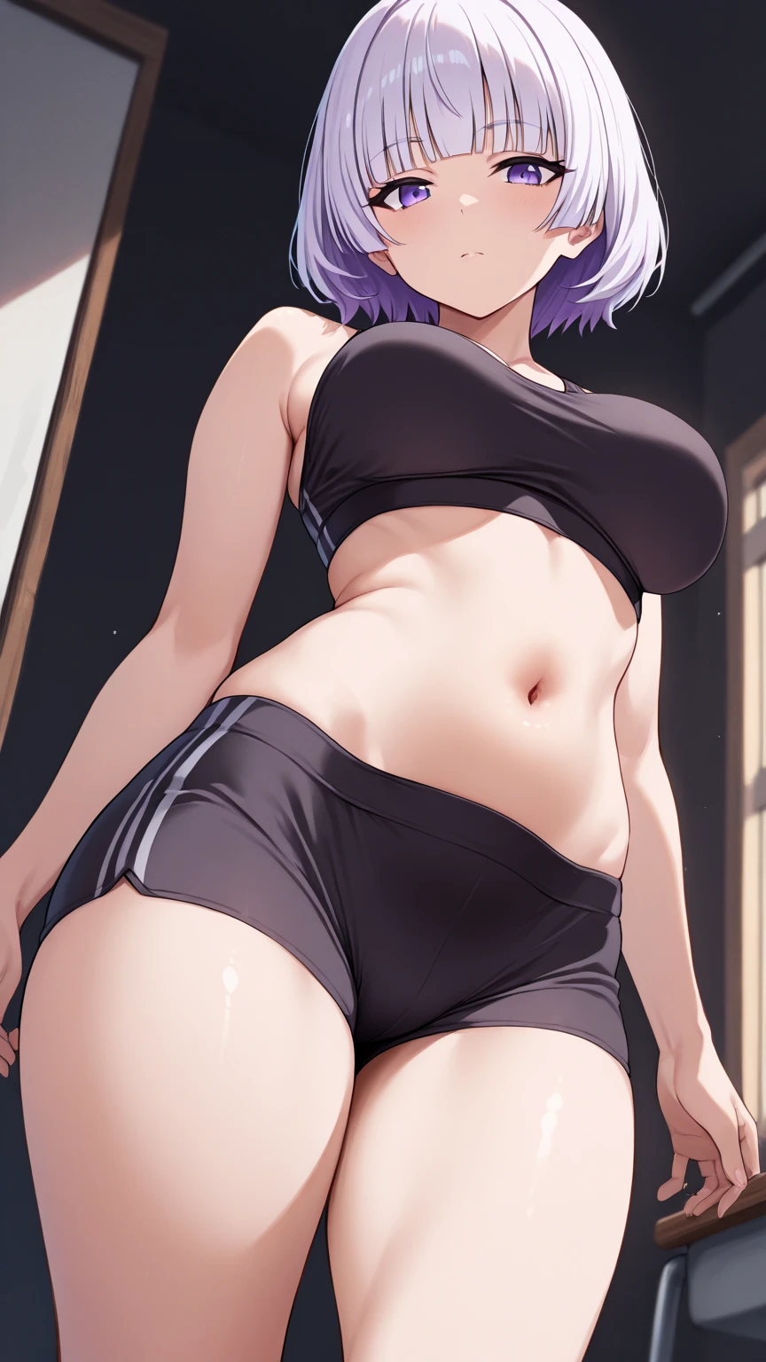 Astolfo, Anime, (Masterpiece:1.25), Best quality, High resolution:1.35, RAW photo:1.2, Detailed CG, Dreamy, ((Femboy)), Curvy build, Skinny, Slender body, Fine detailed beautiful eyes: 1.2, Embarassed Expression, Erotic thighs, Lustrous skin, (Sleeveless tank top), Show armpits, Sitting pose on bed, Cute face, Long eyelashes, detailed eyelashes, eye shadows, glowing eyes, realistic eyes, Natural makeup, Clear facial features, Hyper detailed face, Lip details