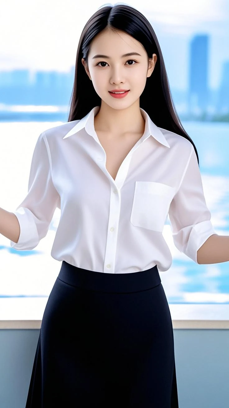 ((Top Quality, 8K, Masterpiece: 1.3)), (high detail: 1 in 1), (Focus on face),buttocks: 1.2, (Perfect Body Beauty: 1.4), ((Layered Haircut, Chest: 1.4)), (Rain:1.6), (in Street), (Wearing a (wet:1.4) white school Uniform with miniskirt and Loose Tie), Very detailed face and skin texture, narrow eyes, double eyelids, whitening skin, long hair, (Shut up: 1.3), smile,extra, real photo, psd, lamp film photography, sharp focus, contrast lighting, detailed skin, high resolution 8k, crazy detail, realistic, professional photography, 8k uhd, SLR camera, soft lighting, high quality, film grain, fujifilm XT3,