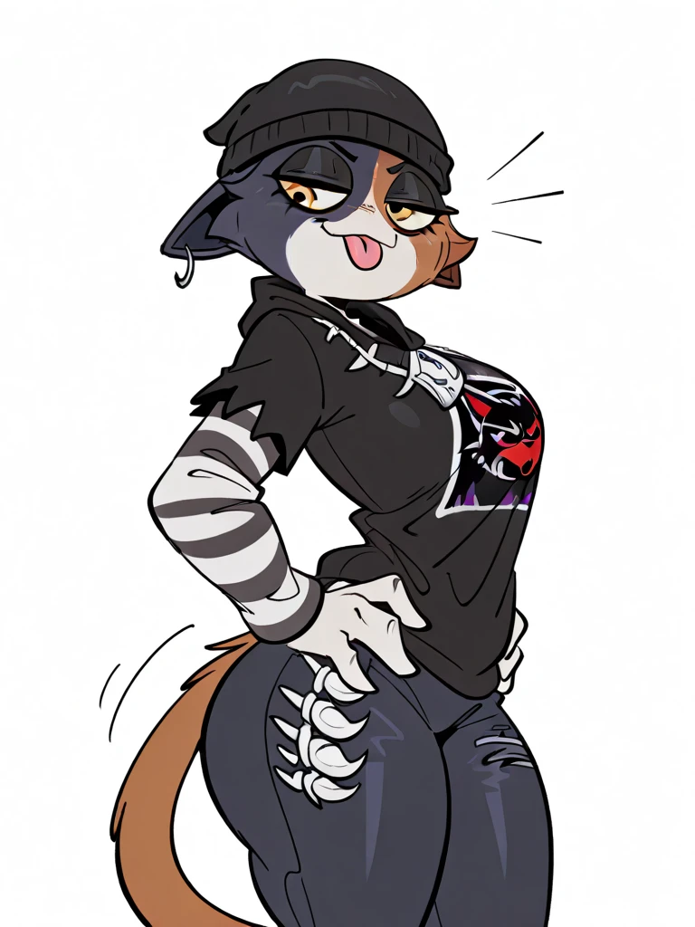 por fluff-kevlar, por zackary911, por Kenket, by Kilinah, por fluff-kevlar, (work of art), (best qualityer), (anthropo velues:1.3, muzzle:1.2, anthropo:1.3, velues:1.2, woman alone:1.2), (extremely detaild:1.3), for him, Hellhound, for himcroptop, (clothes colors: red, black and white) (goth panties, tigh high, clothes, harness), An Anthro furry wolf girl,, black furry body, black ear tips, long black hair with blue tips on hair, bulge, blue highlights in hair, green eyes, black furry body, feminine, (blue curled horns), black fur, dark grey furry body, good anatomy, ((two-tone-body)), fluffy tail, hair to the side, hair covering one eye, Illustration, Wallpaper, Solo, mohawk one side ,mohawk haircut, dot piercings, multipule golden ear piercings