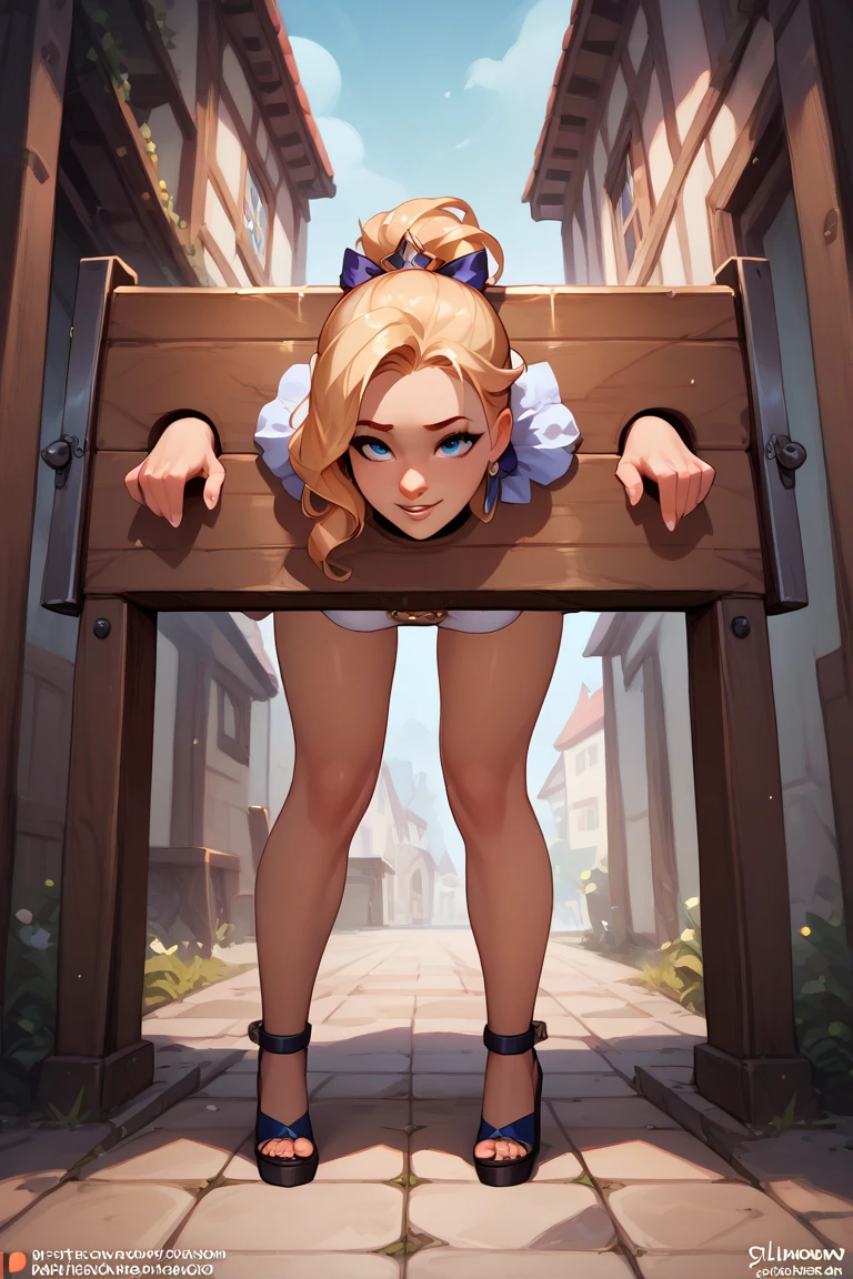 (best quality,highres),(realistic:1.37),(portrait),(studio lighting), ,solo mature woman,curvy, giant breasts, large perfect ass,straight strawberry blonde hair, brown eyes,full lips, dying, ((lifted)), ((breastplate)), ((pussy view)), ((hanged:1.2))), (((mother surrounded by exited men:1.2))), (((huge erected penises))), (((she is restrained by rope:1.2))), (((she is strangled by rope:1.3))), (((standing on tiptoes:1.2))), (((on gallows))), (((Sophie Marceau:1.2))), (((head hanged by noose rope around neck:1.2))), (((orcs:0.8))), (((one naked natural sagging breast))), (((gibbet:1.2))), (((tense rope above her head:1))), (((medieval))), (((hanging view from below)))