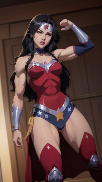 masterpiece, best quality, beautiful art, high resolution, well formed hands, body and fingers, 1 woman, solo, wonder woman Lynda Carter,  tiara , adult, big breasted, cleavage, full body, sexy and skimpy outfit , gorgeous legs and thighs , ryona,in peril, she is being beaten up by her opponent, receiving the impact of her opponent's attacks, reacting to the hits, closed eyes, she is being slapped in the face, knocked down, slammed against the floor, screaming in pain and agony, showing weakness and vulnerability, heroine in peril, ryona and perilous scene, sweating, bouncing breasts, martial arts tournament with beach environment 