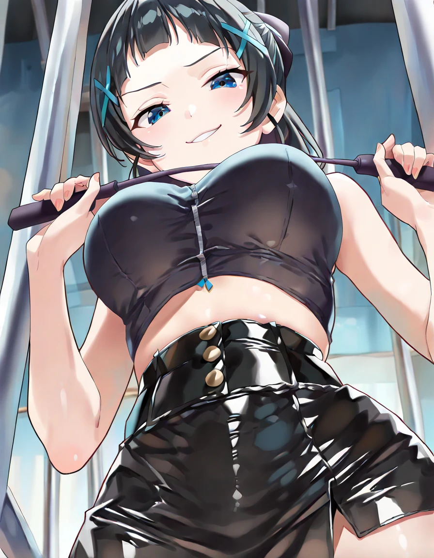 (Highest quality), (masterpiece), 1080P, High resolution, 4K, 8k, ((White school swimsuit)), Groin, Lock, chain, restrained, shackles, Shooting from directly above, Sweat, string, To achieve this, ((~ side)), show your ~ side, Raise your arms, squat, Leg spread, Nipples, Nipples露出, 陥没Nipples, Small breasts, whole body, Embarrassed face, , Blunt bangs, Long Black Hair, Garter Ring, stand, whole body, barefoot, hairpin