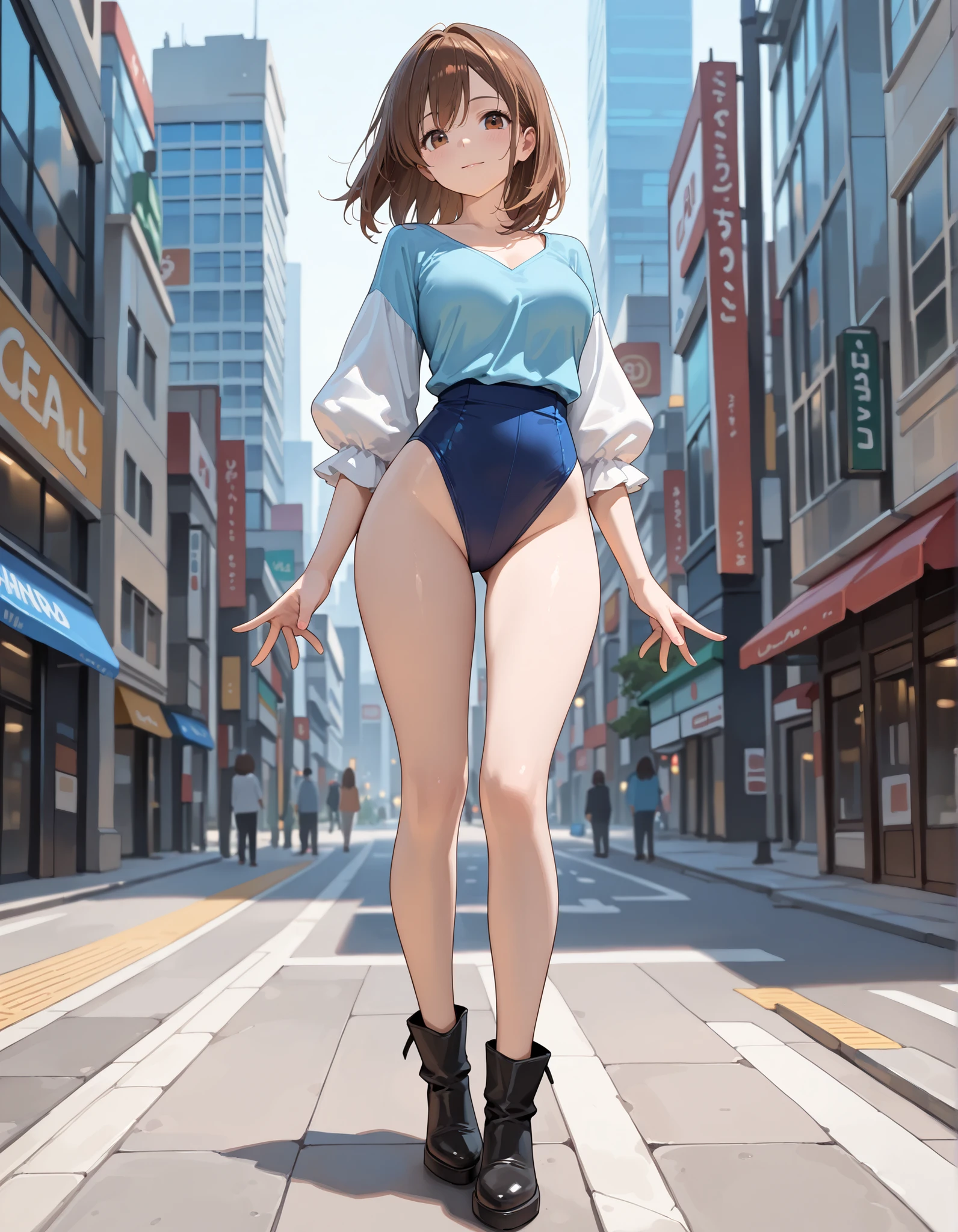 attractive korean woman, ripped muscle, muscular body, small breast, pale skin, smile(blush), nude, necklace, sixpack abs, [ultra detailed skin:1.2], brown hair, wavy hair, 8k uhd, pussy, full body, crowd, public, night, standing, pubic hair,