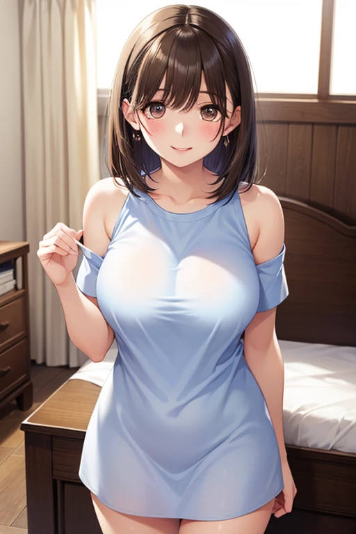 masterpiece, Highest quality, High Resolution, HS1,blush,smile,NSFW、corridor、Big Breasts、Tank top only