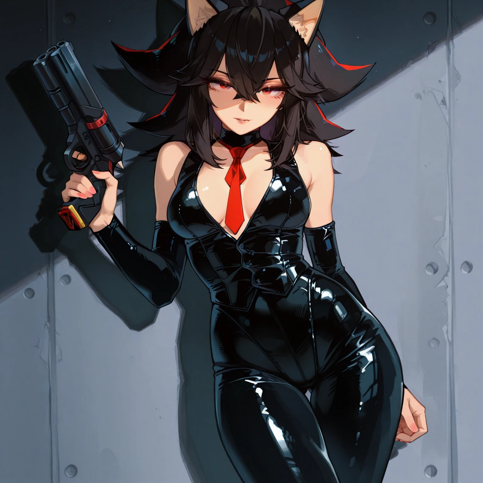 Highest quality, Highest quality, High quality illustrations, masterpiece, Ultra-high resolution, Detailed Background, cyber-, Absurd, Perfect Anatomy, performance, Good lighting, Shadows in the movies(kemono, Furry Personifi猫ion), Rubber suit, latex, neon, neonライト, neonカラー, Bodysuits, Racing Suits, cyber-スーツ, Leather Half Jacket, Harness