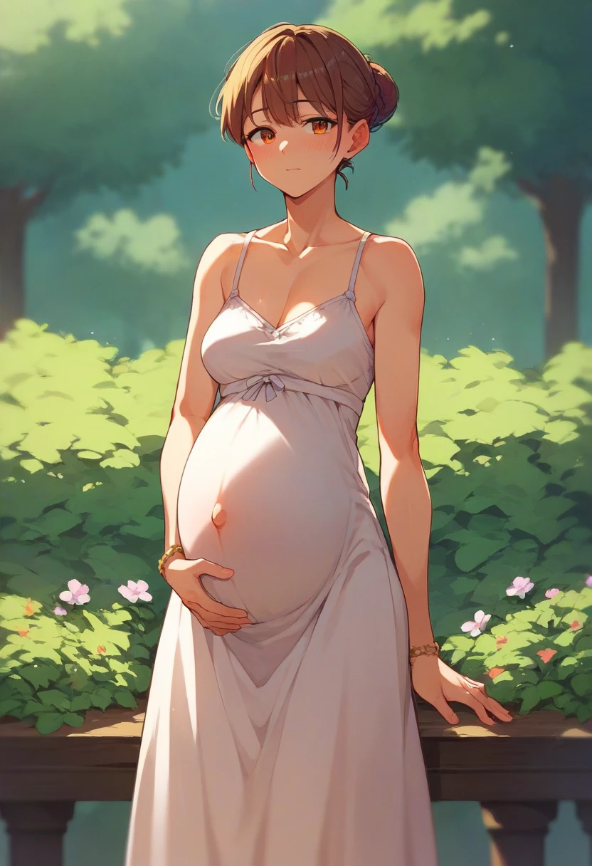 A pregnant woman with a big belly