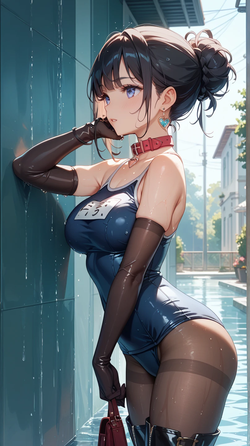 (top-quality: 1.3), (masterpiece: 1.3), (The ultra-detailliert: 1.3), (wall-paper, one girls: 1.1)、(Detailed hands and fingers:1.2)、(Detailed ultra-oily shiny skin:1.1)、oily shiny thighhigh、(New one-piece school swimsuit in torn navy blue:1.2)、(Torn brown pantyhose:1.3)、Brown hair、(Beautiful Large Breasts:1.5)、poneyTail、Beautiful sister、(Kneeling:1.2)、sexypose、stretch、Agony face、Crying face、A face that feels good、Writhing face、Mouth open、(torture room:1.5)、confinement、(Rope all over the body:1.5)、fetters、(hands tied behind her back with ropes:1.3)、(NSFW:1.5)、A girl is hung by a rope from the ceiling、Rope restrained、The girl's vagina is exposed、(Girl rides on a man lying on his back:1.5)、(Guy girl in cowgirl position:1.5)、(A man inserts his penis into a girl's vagina:1.5)、(lascivious:1.5)、(ssex:1.5)、(sexual act:1.5)、Rear view