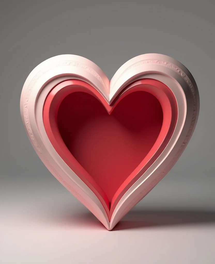A heart in an abstract geometric composition that blends into the warm pink background