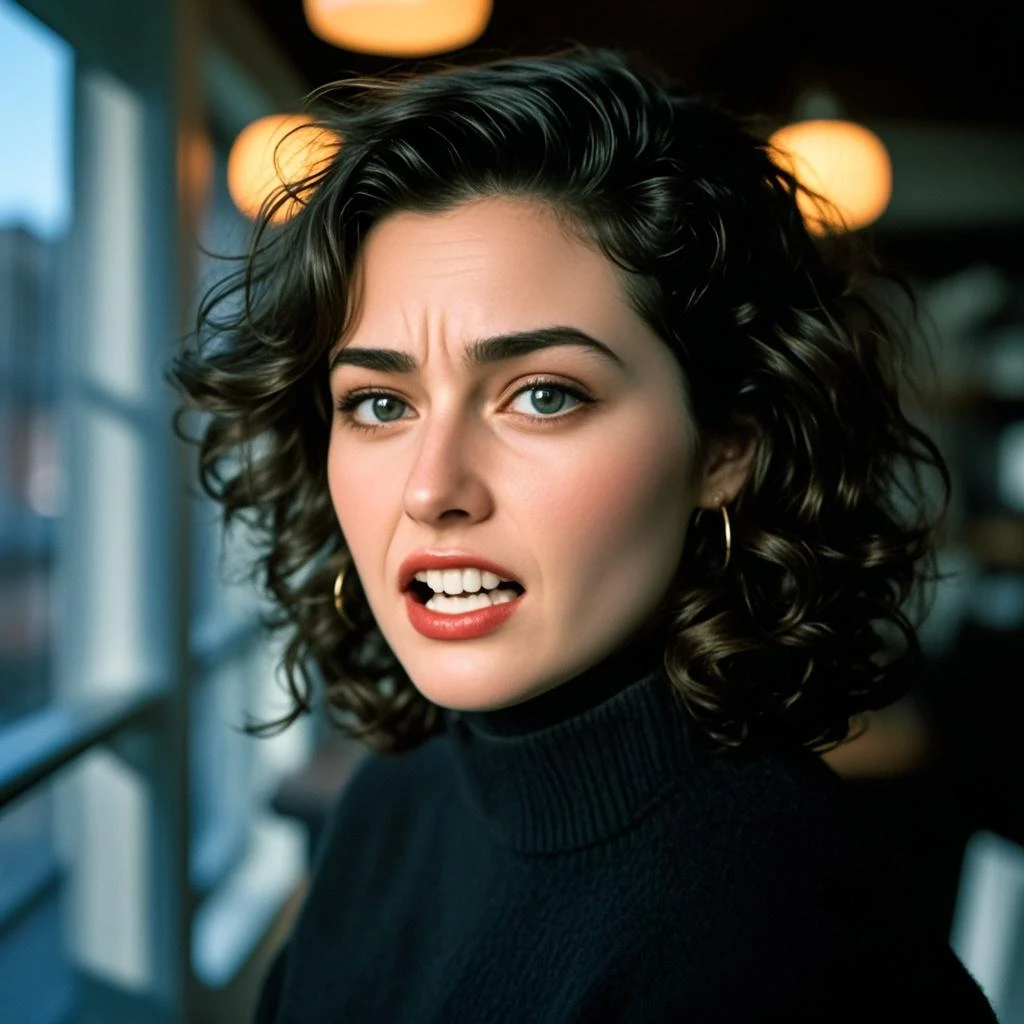 beautiful woman (EPH3dyL4m4rr:.99), (short hair:1.2), jewellery, ((portrait)), (closeup:1.2), ((from the waist up)), ((( lounge room:1.2 ))), natural skin texture, ( turtleneck:1.2), 24mm, 4k textures, soft cinematic light, adobe lightroom, photolab, hdr, intricate, elegant, highly detailed, sharp focus, ((((cinematic look)))), soothing tones, insane details, intricate details, hyperdetailed, low contrast, soft cinematic light, exposure blend, hdr, faded, now, ("I've got a bad feeling about this.":1.1)