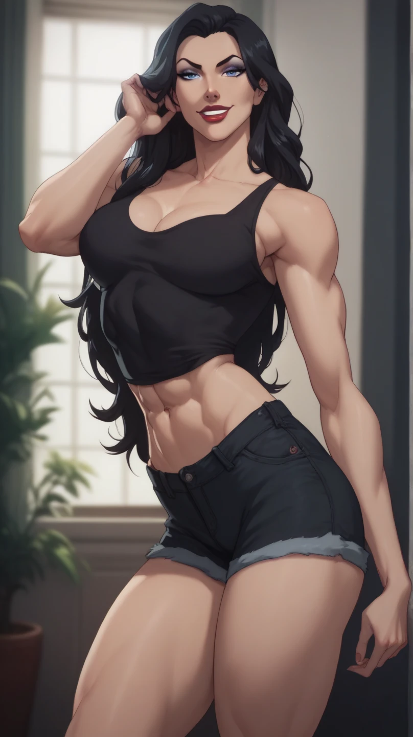 ((((ultra illustrated style:1.0)))),best quality,best animated,masterpiece,ray tracing, global illumination,stretching, left,1girl, solo, outdoors, muscular,abs