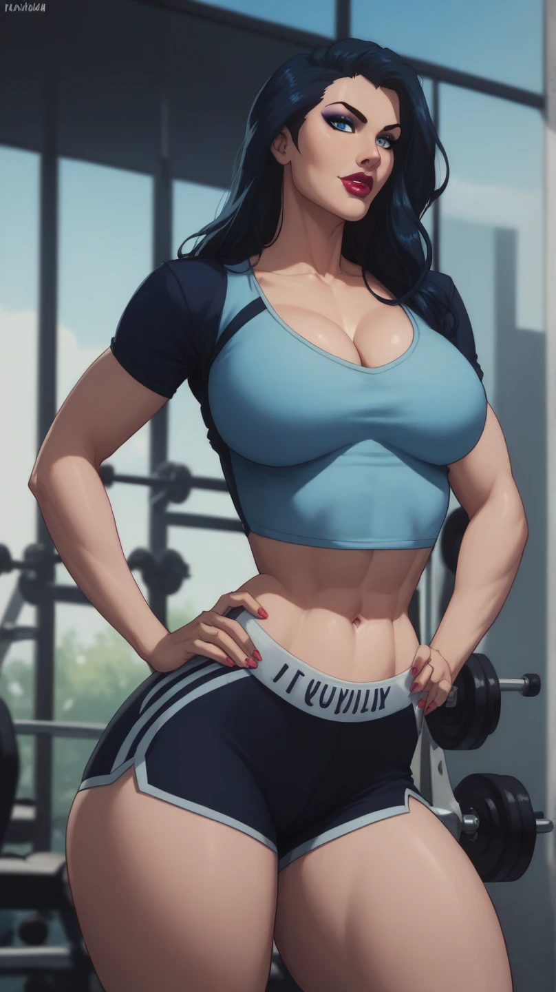NSFW, (melhor qualidade, 4k, master part :1.3), mulher bonita, Hiper realista, 1girl, (corpo atraente :1.2), abdominais :1.1, corpo molhado :1.2), (Mesmo, Rosto ultra-detalhado, Detailed lips, olhos detalhados, Double eyelidm, visible curves, sexy, Pose do modelo, wii fit trainer
colored skin
white skin
ponytail
crop top
capri pants
midriff