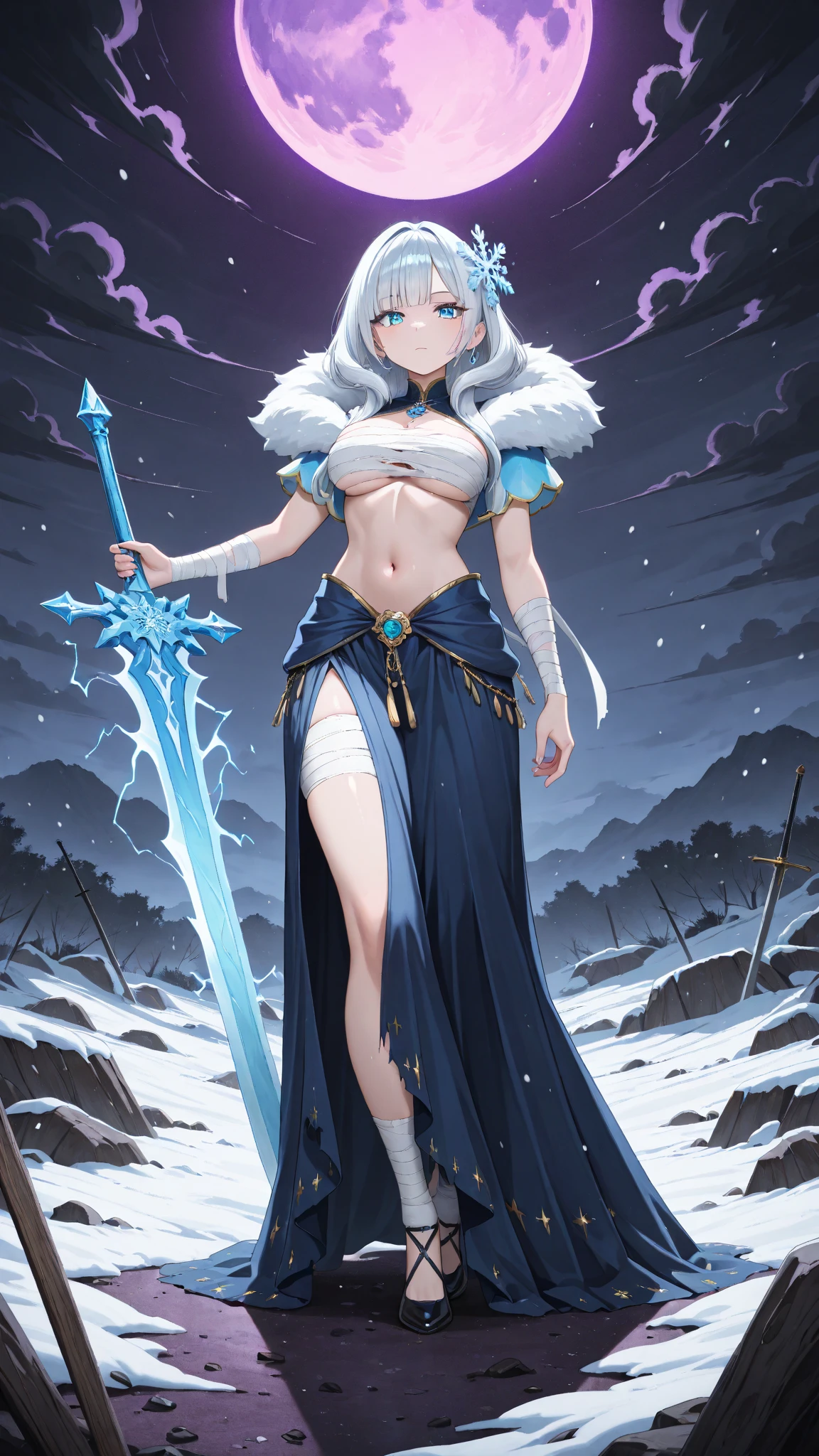 (((highest quality、first-clasasterpiece、Normal body、8k、Detailed face、Ultra-precision、Normal hand、Normal finger、5Finger、)))Brightly colored hair、Rainbow black silver hair、Small breasts、Flexible body、Brave、Braveの剣、光のBrave、Sword of Light、聖なるBrave、Holy Sword、Sword and magic circle、Magic Sword、The Great Magic of Light and Darkness、huge magic circle、Shiny Tiara、Blue leotard、Green belt、black half cloak、Evil Eye、Magic circle pattern on eyes、Defeated、On all foursにされた、On all fours、On all foursになった、A broken sword is lying around