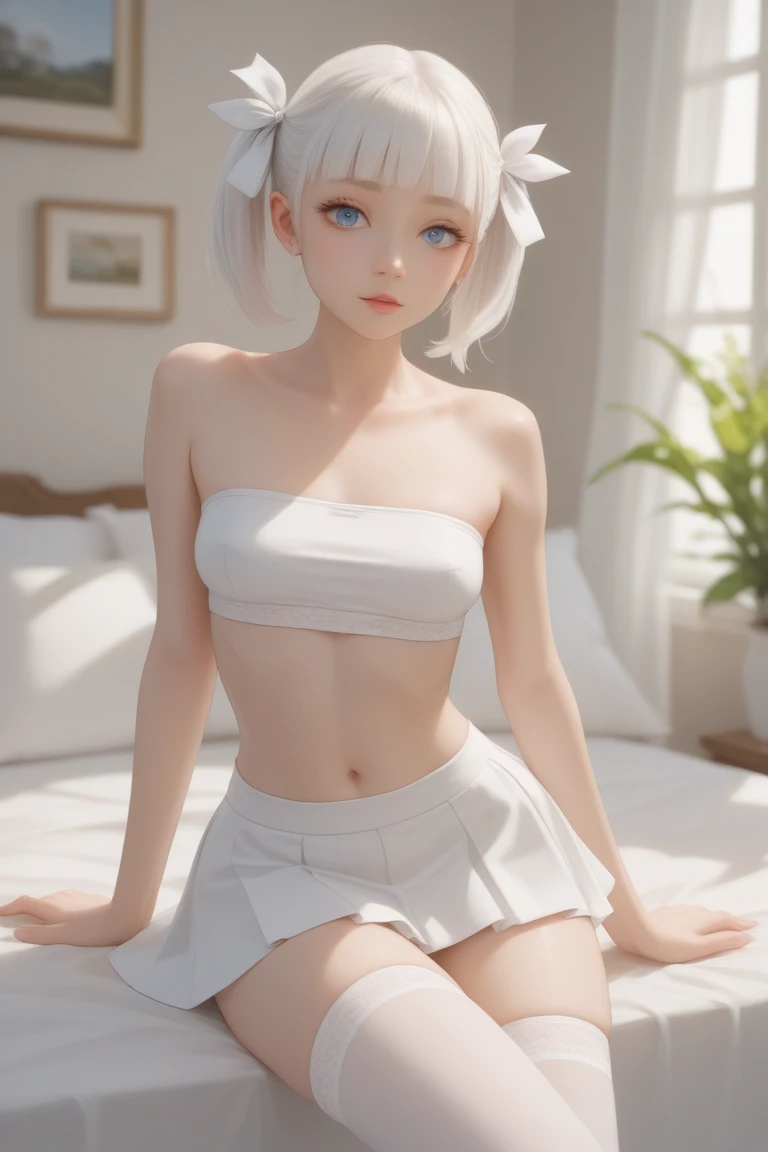 masterpiece, best quality, 1girl, White hair, red eyes, bunny head band, short hair,blush,1 girl ,solo,beauty,girl,photorealistic,(naked),standing,(no panty),slender