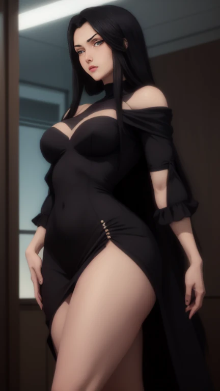 Nude, black silk, figure