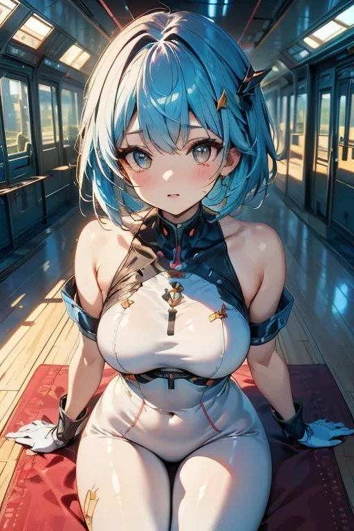 (Original Character、Unity 16K wallpaper, Masterpiece, Best quality, Ultra-detailed, Extremely detailed, Caustics, Cinematic lighting, Detailed, Beautiful detailed eyes), 超高分辨率, Fine skin, (Busy city、Strong light,30 years old,,glitters、Blush、Show off a sexy bra,bust up)、(Illuminate the subject、Undressing,Open clothes、above chest),Casual、cleavage、Ice green hair，looking at viewert，barechested（Completely naked），nakeness，，pink areolae,Exposing female genital organs，Get wet all over your body,(Spread your legs，pissing（Pee），（Masturbation，Masturbation），（From female genital organs，Shedding of urine，semi transparent，the milky，Love liquid），The ground is damp（urine，Love liquid），Damp condoms（Wet pubic hair）