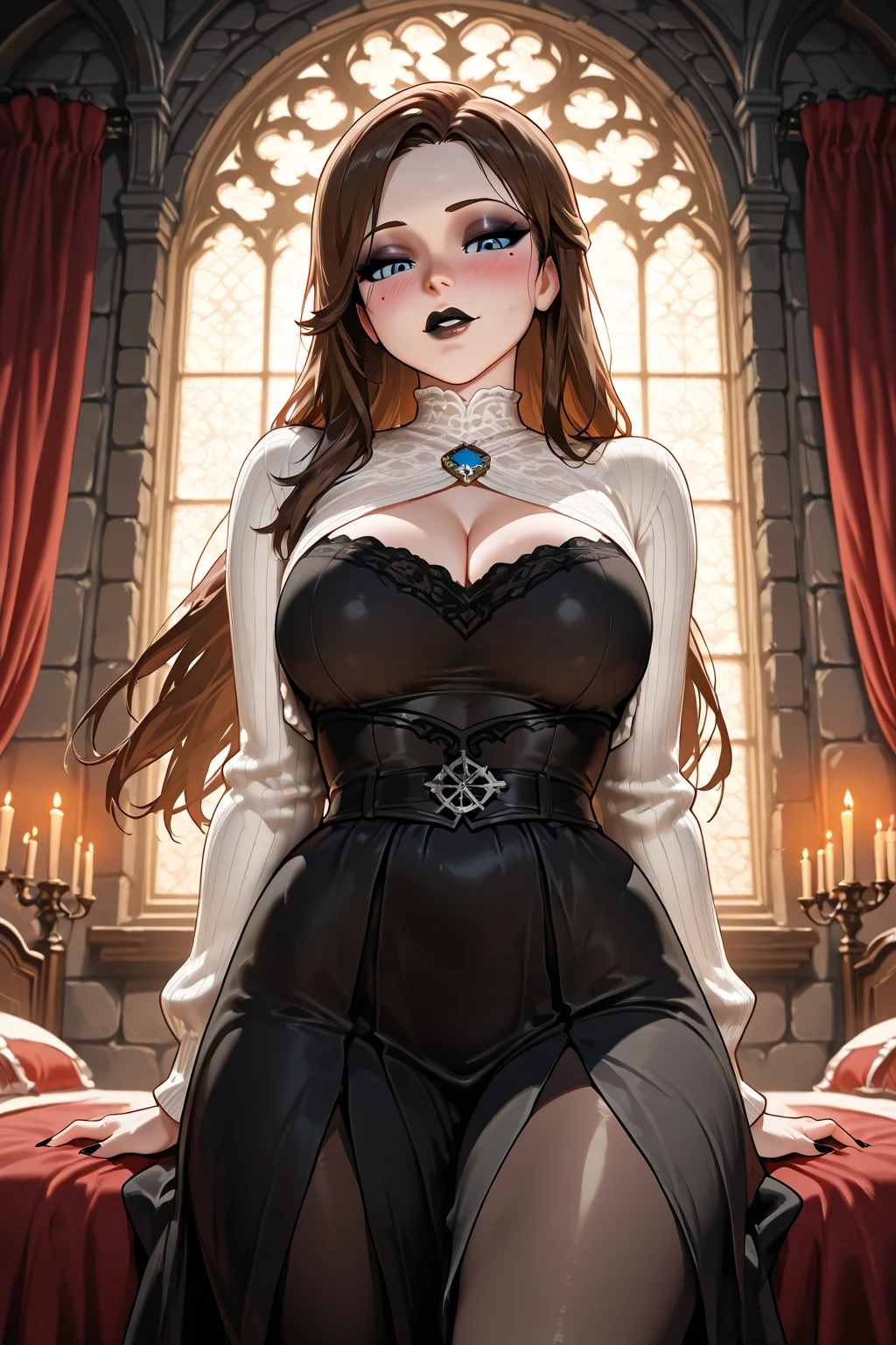 Diablo hot love, big chest girl, Black haired Goth, sexy, Divine armor, victorian