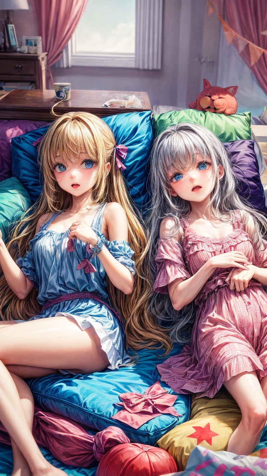 name is alice,a blond,length hair,hair wavy,Blue dress,cute shoes,full bodyesbian,to the tips of your hair,Add shadows too,Lace dress,Allow viewers to appreciate intricate details up close