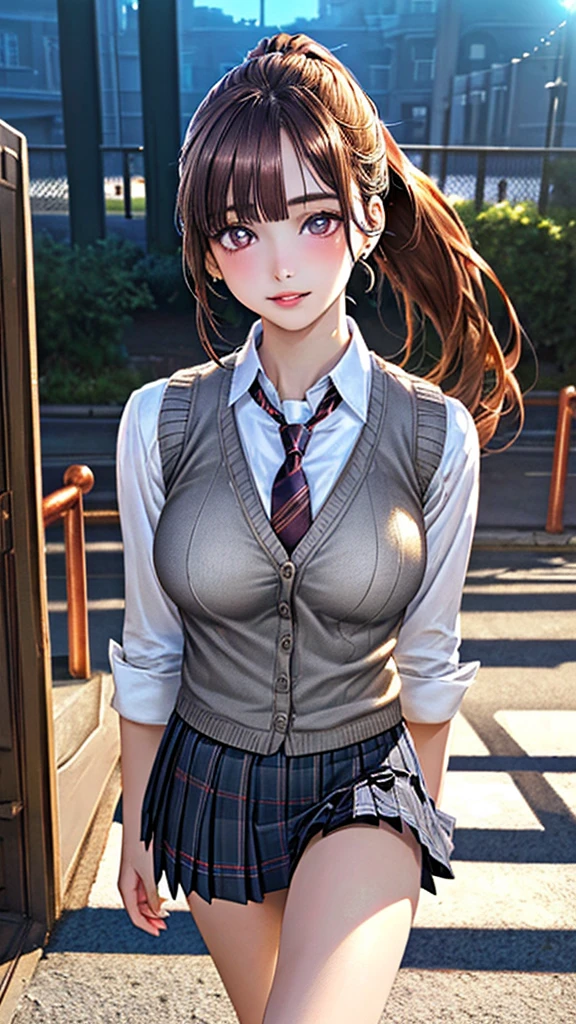 (masterpiece:1.3, top-quality, ultra high res, ultra detailed), (realistic, photorealistic:1.4), beautiful illustration, perfect lighting, natural lighting, colorful, depth of fields, surrealism, nsfw,
beautiful detailed hair, beautiful detailed face, beautiful detailed eyes, beautiful clavicle, beautiful body, beautiful chest, beautiful thigh, beautiful legs, beautiful fingers, shiny skin,
looking at viewer, 1 girl, japanese, high school girl, (perfect anatomy, anatomically correct, super detailed skin), cute and symmetrical face, babyface, perfect face, perfect eyes,
(middle hair, straight hair, charcoal gray hair), crossed bangs, blue eyes, drooping eyes, big eyes, long eyelashes, (large breasts, seductive thighs), slender, outstanding style,
((detailed cloth texture, white collared shirt, blue pleated skirt, dark red neck ribbon), white socks, loafer),
(beautiful scenery), evening, (outside creperie shop), (sitting, eating crepes), (happy smile, open mouth),