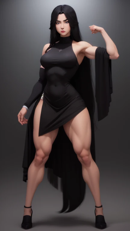 tmasterpiece,finely detailled,Burly woman,Exaggerated large muscles, offcial dress,black lence stockings, (Full body like:1.1),standing on your feet,Beautiful and charming female face, Single female,Very fair skin,Very broad shoulders, Strong and powerful arms,The deltoid muscles are thicker,Stout arms,Strong and powerful leg muscles,thick leg,Very thick calves,long leges,looking to the camera