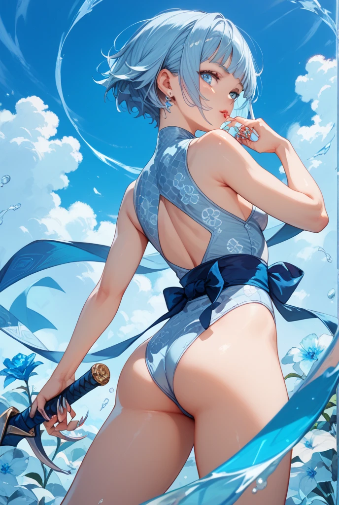 (((girl)))、Hakata Gion Yamakasa、Chase Mountain、Water law is、water happi coat、Tightening、Loincloth、loincloth、Headband、Tabi sockikoshi (portable shrine)、Cover with water、Back view