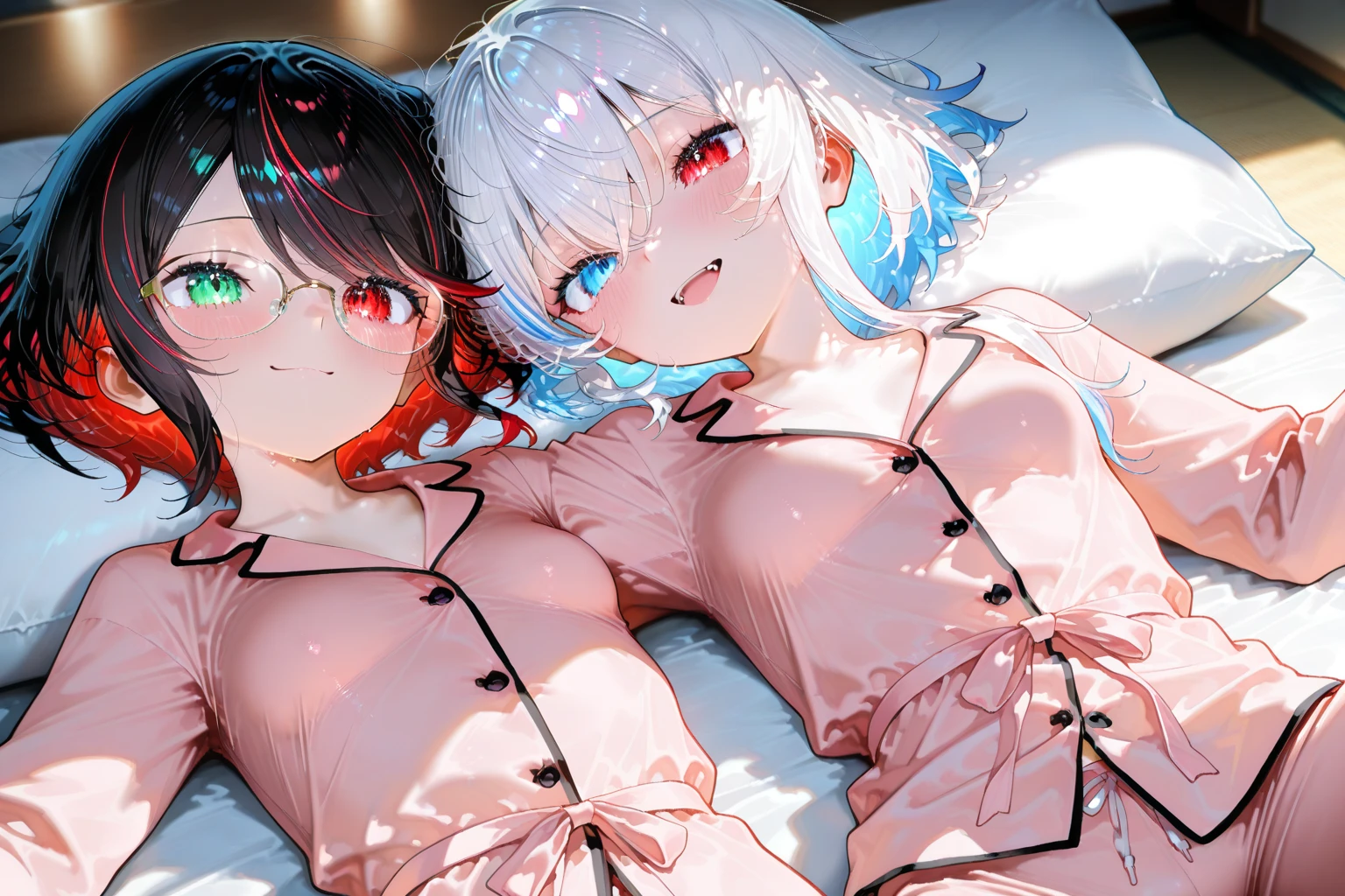 Realistic,Highest quality, Super detailed, High-quality CG rendering, The most delicate and beautiful, Floating gently, High resolution, (1 girl), (Best image quality,4K,8k,masterpiece:1.2) , (All red-haired:1.5),(Medium Hair:1.5),(Red eyes:1.5),(Completely naked:1.5) Collapsed in bed,Defeated,,(Slightly larger breasts:1.5),Sleep,Are sleeping,Eyes closed,Open your mouth a little,(Prone:1.5),(Turn your back to your audience:1.3),Ass,(Piercing in left ear:1.3),(Pitch black choker:1.4)
