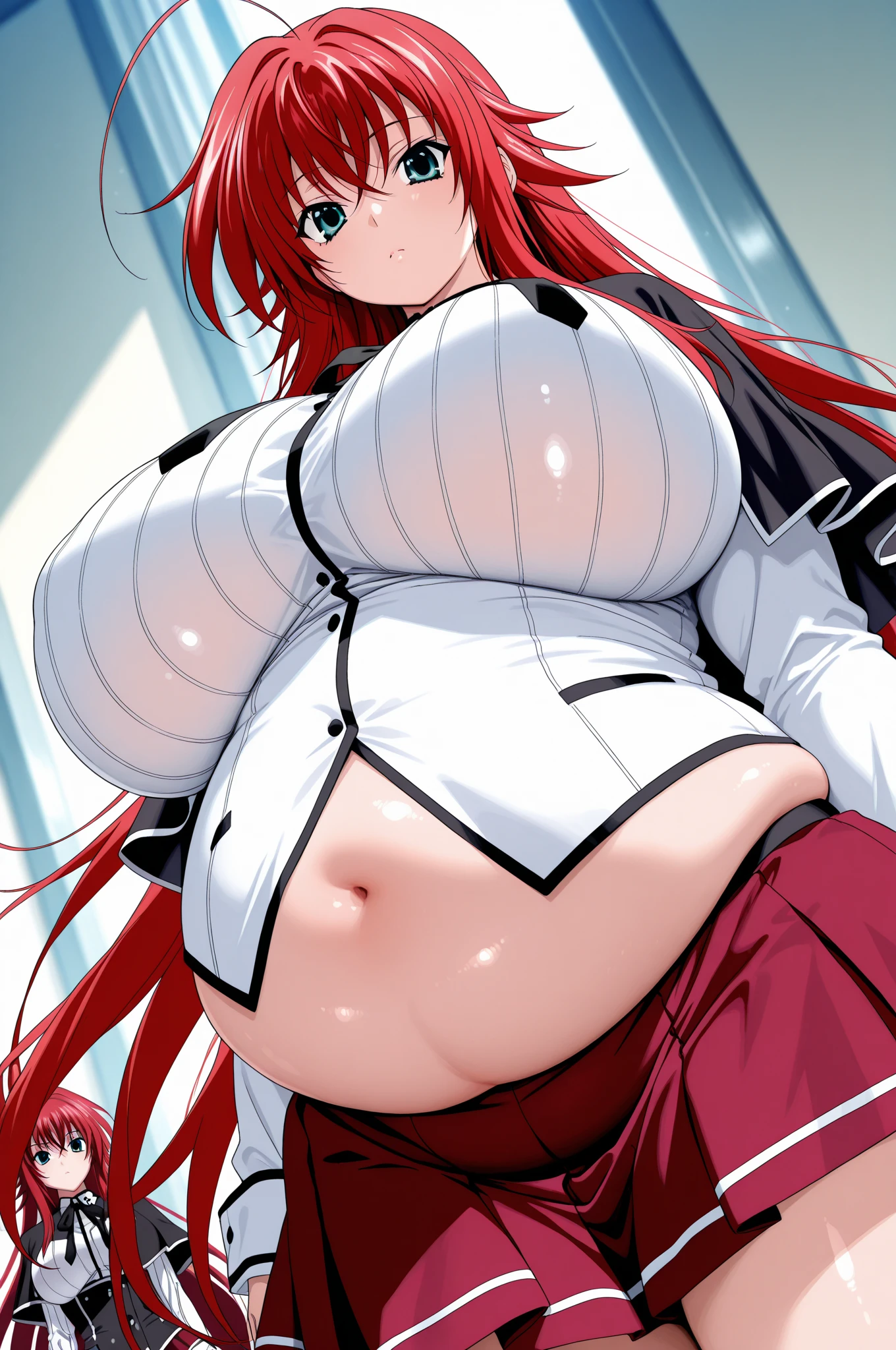 A Beautiful Girl with Overwhelmingly Enormously Gigantic Breasts, and Overwhelmingly Thick Extremely Enormous Thighs, TOO INSANELY THICK!!! Extremely Exaggerated Breasts, Excessively Thick Thighs, She Is TOO EXCEEDINGLY PLUMP!!!
