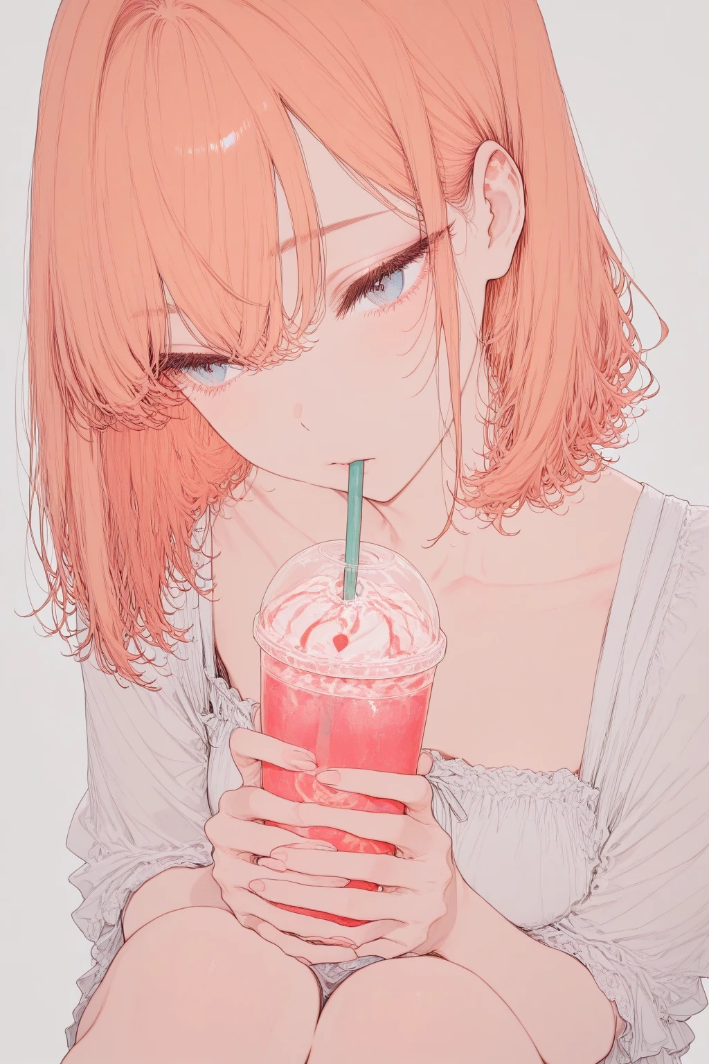 looking at viewer, solo, anya, 1girl, ((12 years old)), ((very drunk)), ((staggers)), ((drank too much)), ((exhausted)), ((agitated)), ((ate too much)), pink hair, Green eyes, off shoulder, pink pul, black pantyhose, ((standing)),