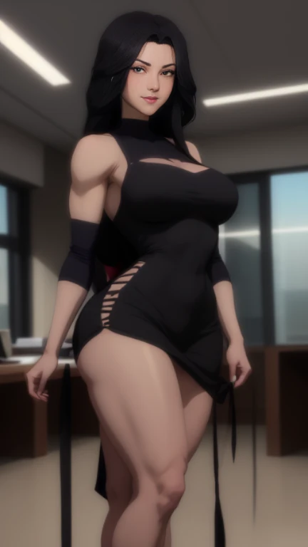 , (masterpiece), (best quality), (ultra-detailed), (extremely detailed cg), (a extremely delicate), (perfect lighting), (8k), (dynamic angle), (sharp image), vibrant colors, female, masterpiece, best quality, depth of field, cinematic lighting, masterpiece, best quality, ultra-detailed, colorful, vibrant, large breasts, thighs, mature female, solo, (masterpiece, best quality, high resolution, animescreencap, anime colored,), (perfect anatomy, beautiful detailed eyes, beautiful detailed body, beautiful breast, shiny skin), a sexy mature anime lady standing wearing formal dress, black formal dress (( single split legs)), bare shoulders,cleavage,white opera gloves, looking at viewer, side bangs, red hair, ringed eyes, loose braid, side bangs, medium breasts, medium chest, indoors , red carpet setting,make up, earrings, shiny legs, ((single bare legs)), from below, shy, embarrassed, blushing, 