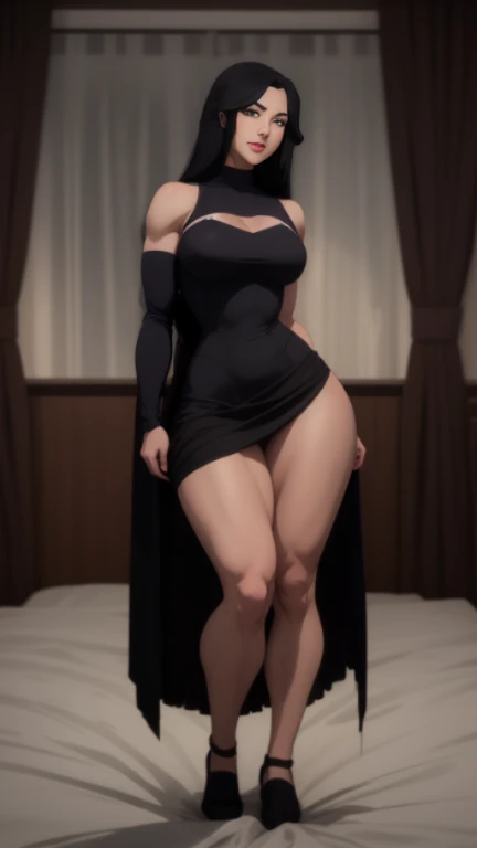 alta qualidade, master part, mommy, Olhos detalhados. cabelos pretos, olhos negros, mulher quente, seios grandes, bunda grande, desk dress, No contexto de uma rua da cidade.