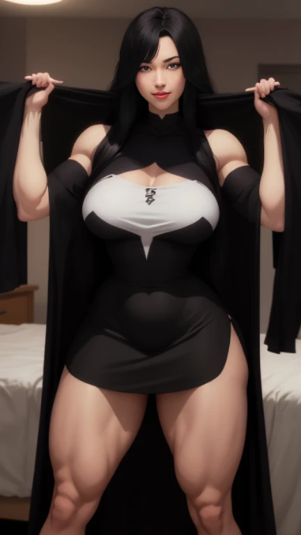 Sexy body, crop top, thigh highs, wearing no panties