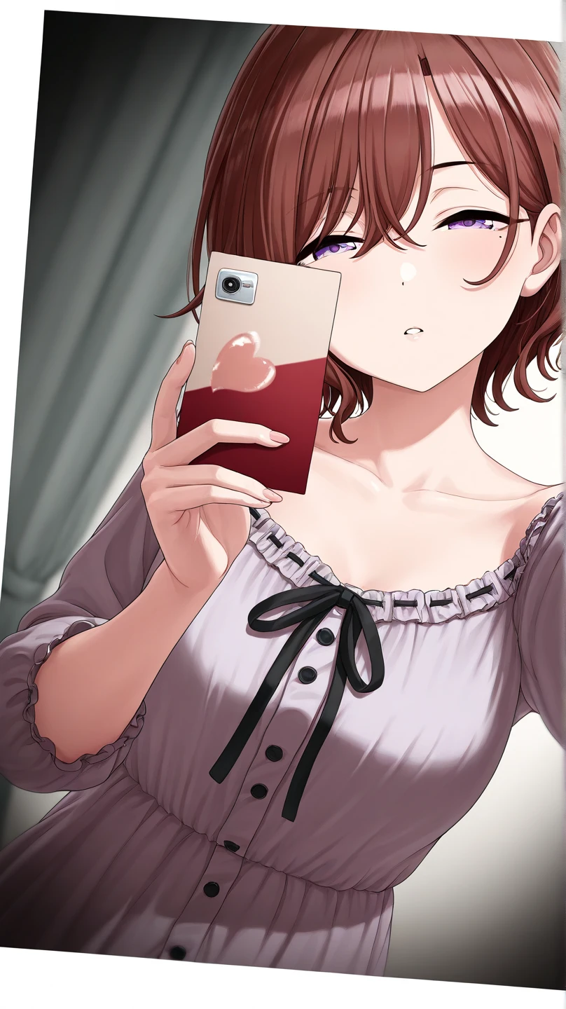 (masterpiece), best quality, expressive eyes, perfect face, demon girl, long light and dark brown hair, brown eyes, perfect round breasts, black long sleeve t-shirt, black shorts, black stockings, thick thighs, arms and hands perfect, the garden of his house, taking a selfie from the camera