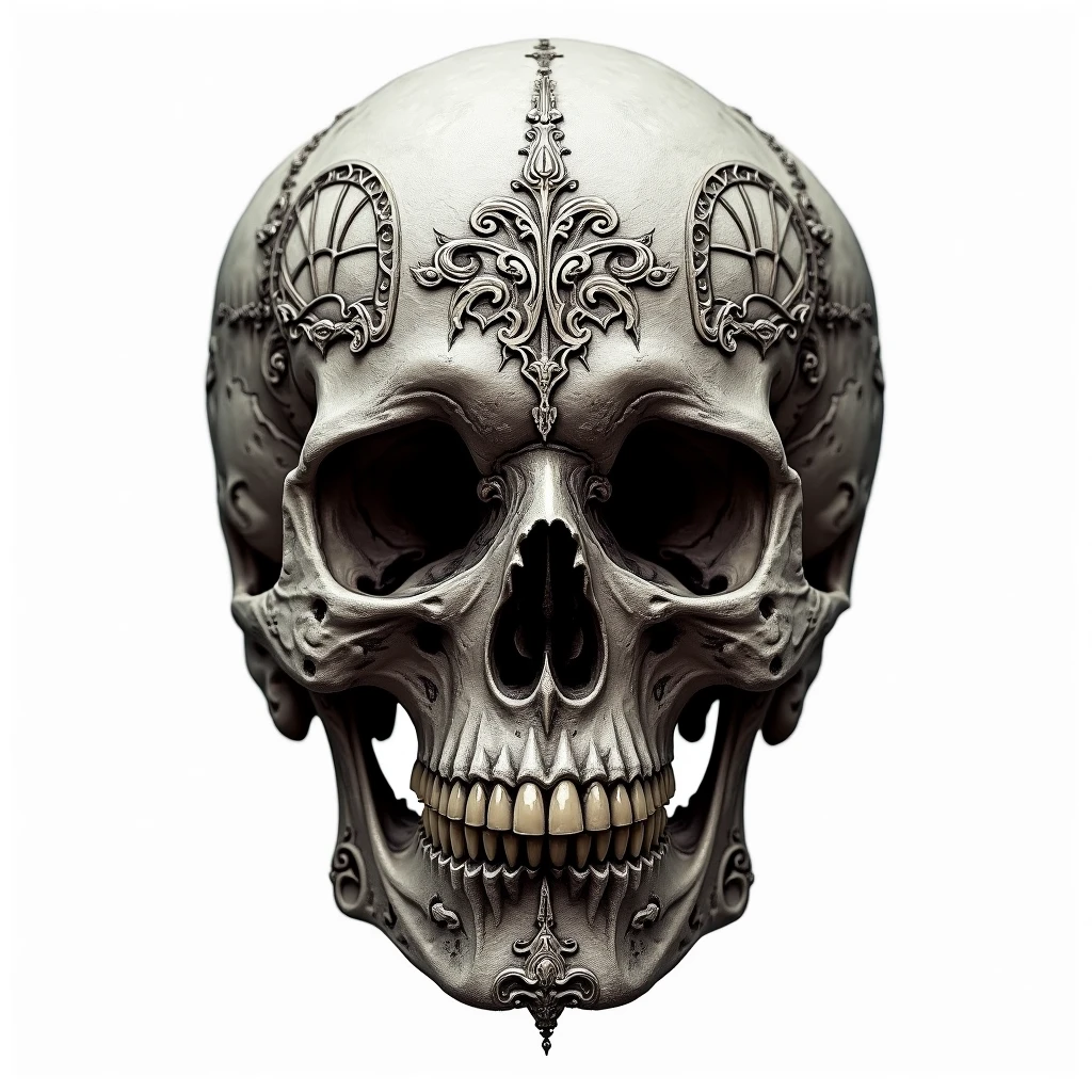 skull with a crown on it's forehead and a crown on its forehead, skull like, fantasy skull, skull paint, skull head, ((skull)), skull, death skull, 3 d design for tattoo, morphing skulls, skull face, skullish, 4k detailed digital art, 4 k highly detailed art, sacred skull, skull design for a rock band