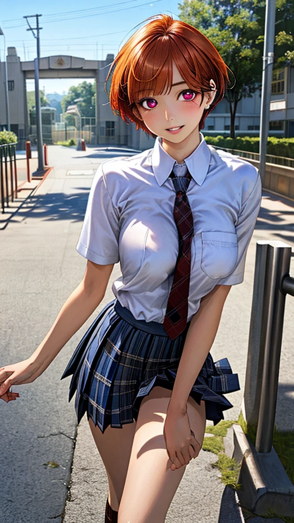 aayui,orange hair,short hair,single hair bun,red eyes,neck ribbon, <lora:Юи OreGairu(aayui,orange hair,short hair,single hair bun,red eyes,neck ribbon(white shirt,dress shirt,blazer,black jacket,open jacket,long sleeves,plaid skirt):0.7>white shirt,dress shirt,blazer,black jacket,open jacket,long sleeves,plaid skirt, skirt lift, blush, stomach, clothes lift, (no bra), underboob,lifted by self, Best Boobs, (((nipples))), (((pussy))), (takes off clothes), <lora:ÐÑомежноÑÑÑ ÐºÐ¸Ñка(Pussy):0.5>, 1girl in full growth, best quality, masterpiece, ultra-detailed, high quality, perfect nose, highly detailed skin, warm skin tone, defiance512, RAW photo, best quality, high resolution, (masterpiece), dreamlike, dreamy, modelshoot style, analog style, tonemapping, photorealistic, professional photography, sharp focus, HDR, 8K resolution, intricate detail, sophisticated detail, hyper detailed, (depth of field), highlight and shadow, volumetric lighting, cinematic bloom, professional light, looking at viewer, blotchy,