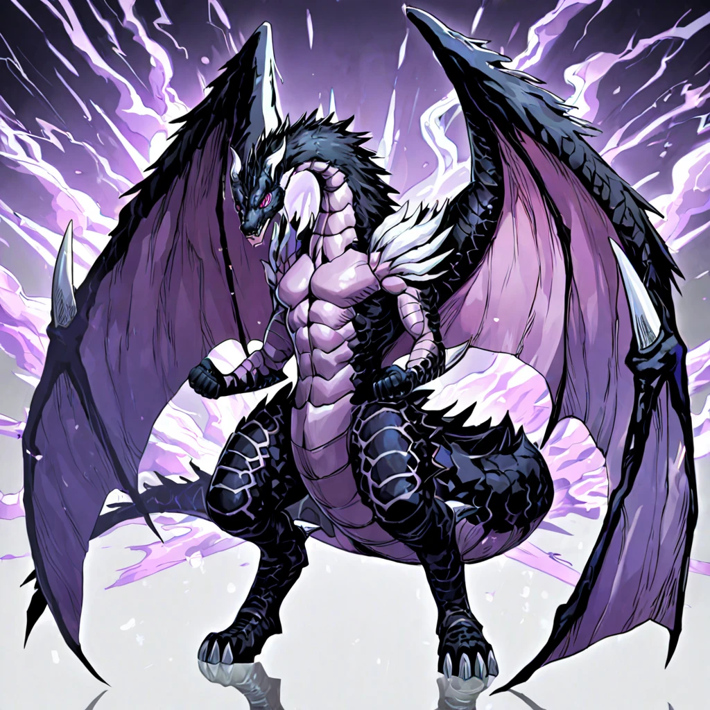 Anthro male bahamut, from the ouna, muscular man, rough thick scales, male body, detailed, claws, wings, great detail, masterpiece, press, in white thong, digital bit, stands at full height leaning on one knee. 