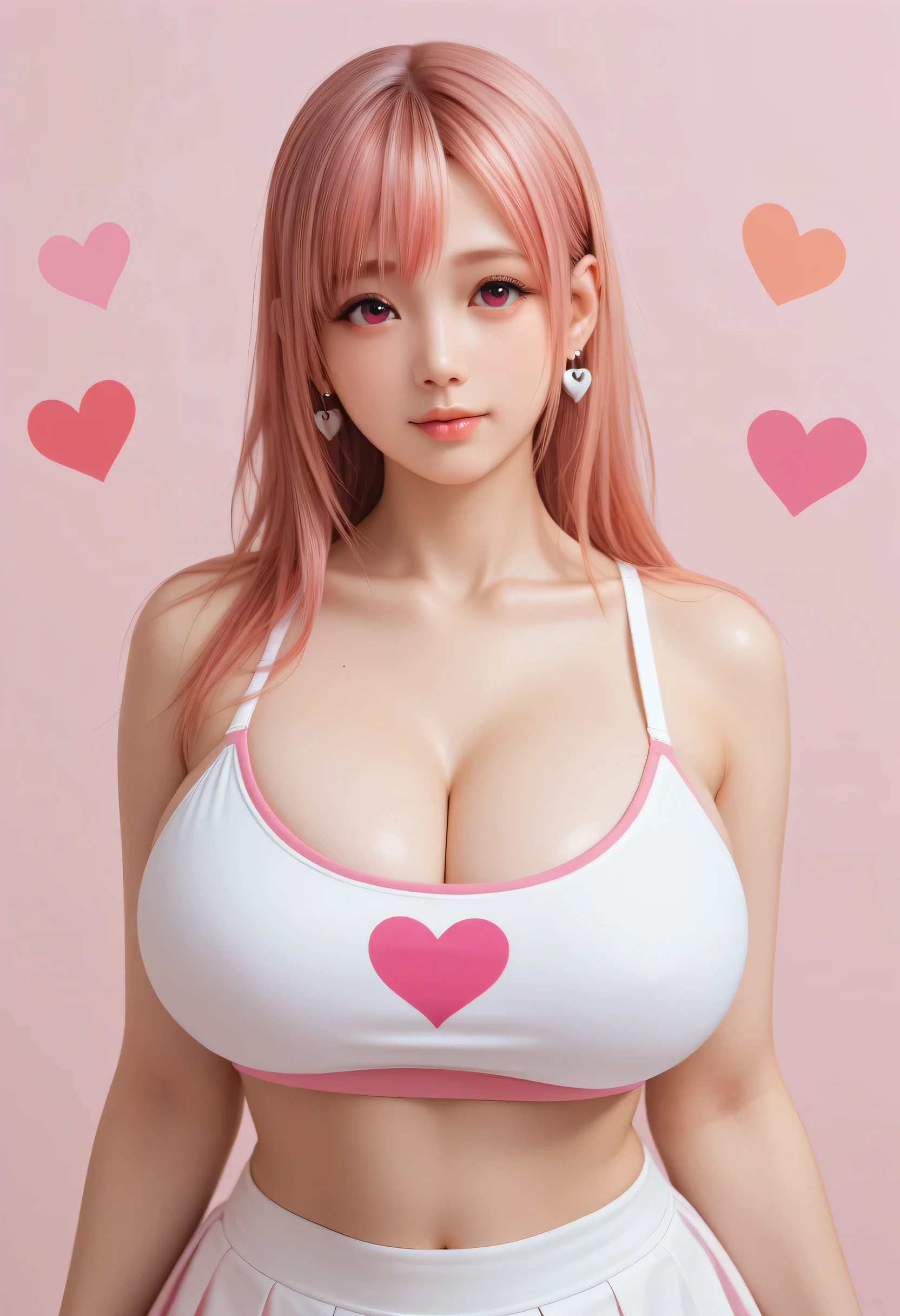 (best quality, masterpiece:1.2), (abstract background:1.3), (fractal art:1.1), (Tangled:1.2), (huge big breasts:1.2), actual, , huge big breasts, huge big breasts臀 ,fair skin, blush, greasy, porcelain skin, pink bikini,mini bikini, micro bikini, pink hair, (medium long hair:1.2), big eyes, double eyelids, beautiful woman, Smile, eyelash, Very rich facial details,), solid color background,bra,flower,pink background,樱flower,sakura,huge breasts , Smile,bust,wallpaper,pink hair,milk, super huge breasts