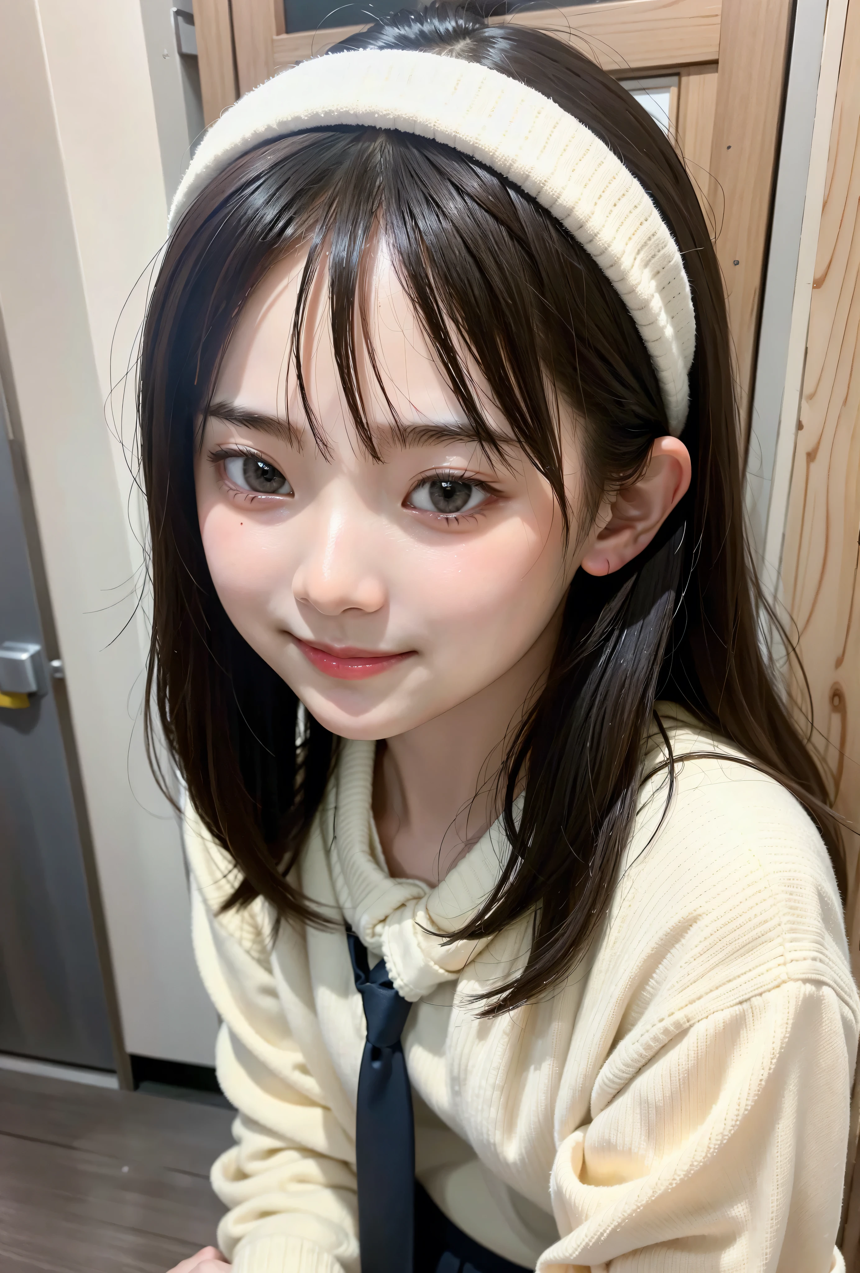 S,Line up quietly before entering the claSSroom, elementary School StudentS, 女の子,かわいい, MaSterpiece, DetailS,Smile