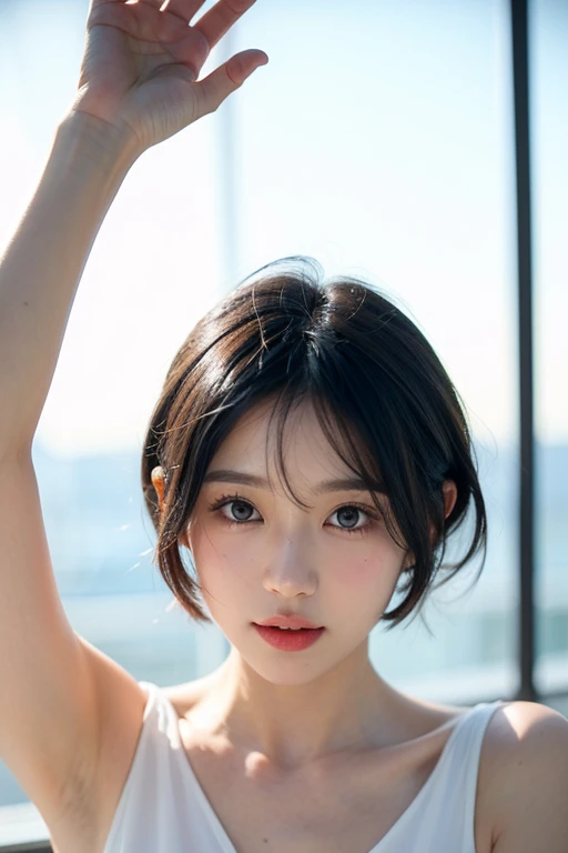 clothed、(photo real:1.4)、(Hyperrealistic:1.4)、(Realstic:1.3)、
(Smoother lighting:1.05)、(Improved lighting quality in movies:0.9)、32 k、
1GIRL、20 years old girl、Realistic Lighting、Backlit、Facial light、Ray Trace、(Brightening light:1.2)、(Increase quality:1.4)、
(Top Quality Real Texture Skin)、Fine eyes、finerly detailed face、
(Tired, sleepy and satisfied:0.0)、closeup on face、Student uniform:1.3、korean idol、Nogizaka Idol、hposing Gravure Idol
(Bodyline mood improvement:1.1)、Glossy skin、korean idol、Nogizaka Idol、hposing Gravure Idol、selfie