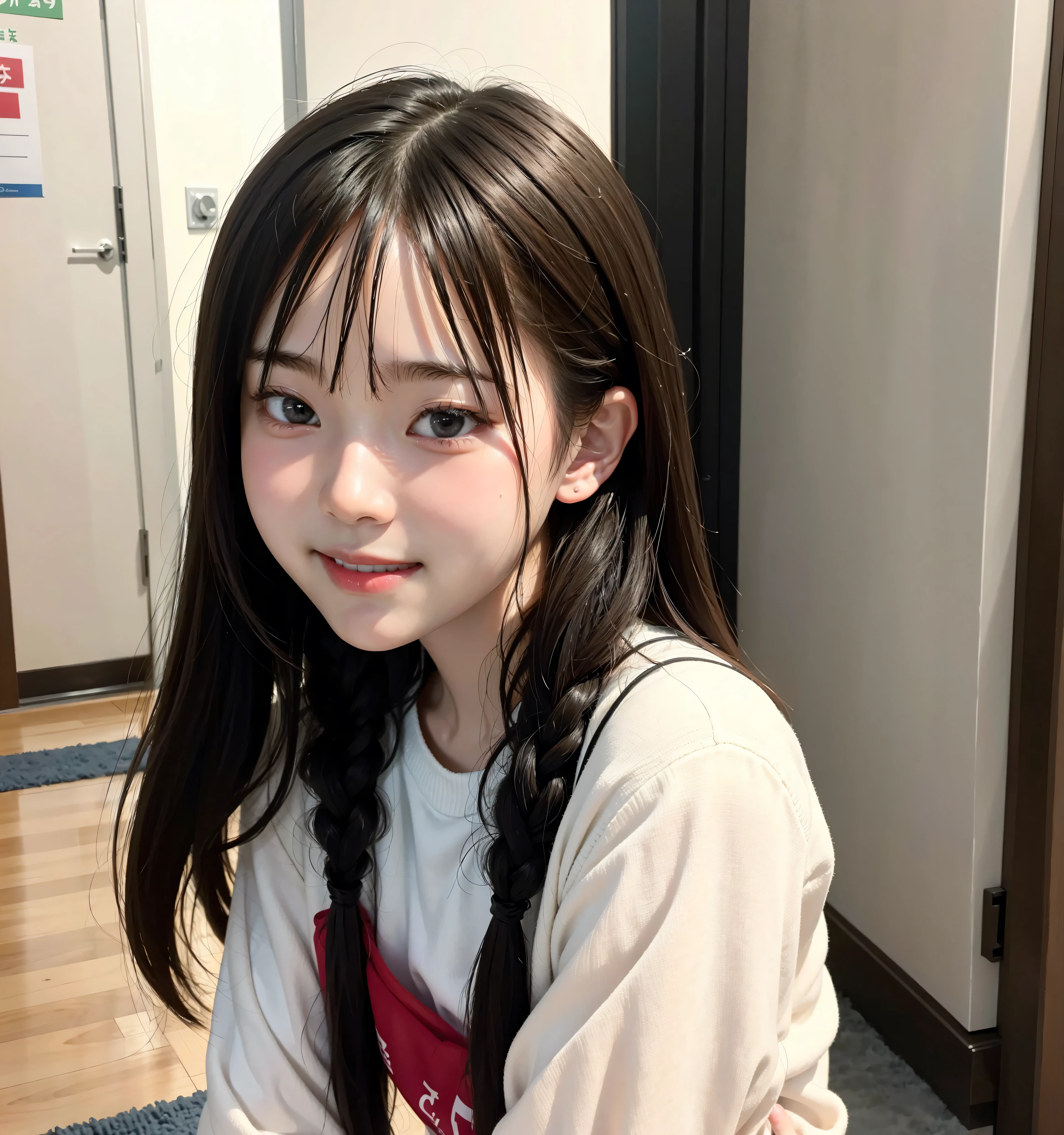 S,Line up quietly before entering the claSSroom, elementary School StudentS, 女の子,かわいい, MaSterpiece, DetailS,Smile