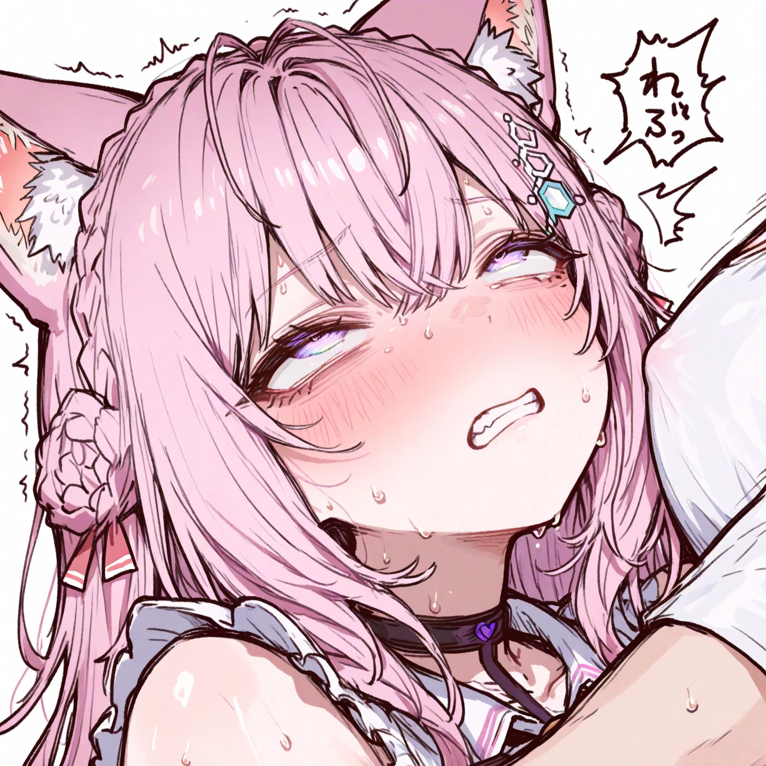 Browsing Caution,Sweat,white breath,(1 male),Large areola,White steam,Shake your body,Front view,Heart Eyes,hololive,Cat porridge,Drooling,(((Big Breasts))),naked,On all fours,Chest grab,Cross section of inside,Cum on ass