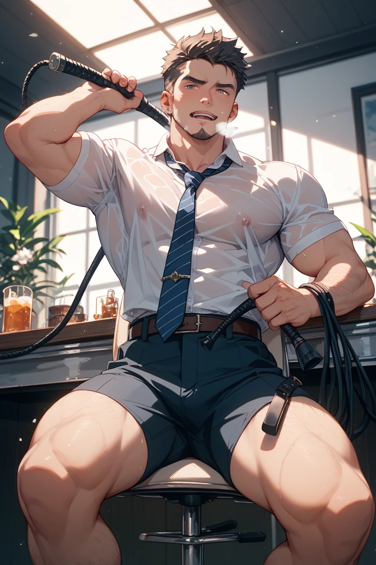 masterpiece, best quality, face, natural eyes, 1man, european, big feet, (no shoes), in suit, leather shoe, black socks, full body, naked, a naked male, naked mature and handsome male, large bulge, long legs, looking at viewer, 30 years old, navy uniform, muscled and mature, short haircut, a mature sailor weaing navy uniform sitting on the ship deck, wet body, wet clothing, white fluids on body, hot, sweating, flush, steaming,  erecting, huge