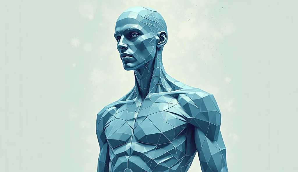 The man's body is transparent, the head is also transparent, the brain can be seen, the arm is not transparent, and the hand is stretched out to touch the soft hand