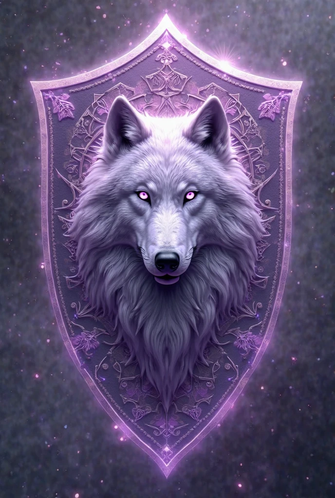 The emblem looked like a shield brooch with a Cerberus not realistic filling the frame. And it's a sky purple theme and little bit with magic .