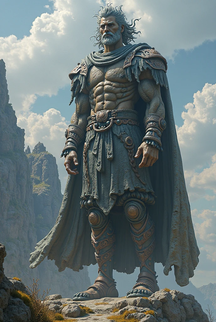 Sculpture、Stone statue、male、Warrior、hero、Shocked expression、Surprised expression。