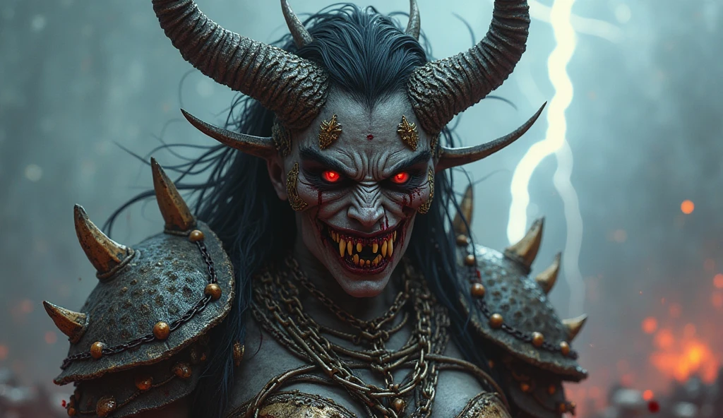 (best quality,4k,8k,highres,masterpiece:1.2),ultra-detailed,realistic,photorealistic:1.37,a close up of a female demonic creature with a large head and horns, demon queen, demonic creature, demonic parasite, demonic monster, unholy abomination, fat ripped satanic creature, eldritch abomination, known as voryn dagoth in life, lich vecna (d&d), diablo concept art, eldritch goddes, fit female demon with white horns, (NSFW:1.2),(bioluminescence:1.3)