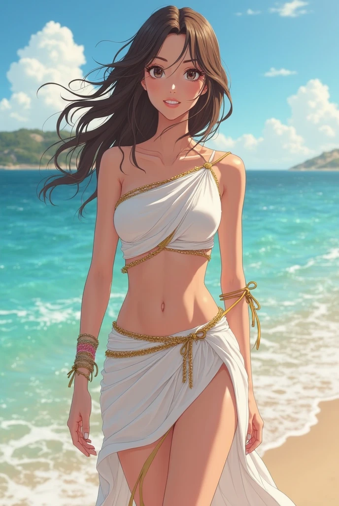 ((dark fantasy)), ((wavy hair, blond hair color, pale skin),((light blue eyes)), freckles, warm light,( 16 years old),busty,Glamour,Gorgeous,monochromes,erotic posing,Dynamic Posing,Arrange Pose,Dramatic,Cinematic,Detailed background, Dynamic Angle,From the angle of the film,Gothic background, Dark fantastic view,Best Quality,masutepiece,8K,The ultimate detailed dark background, Top image quality、RAW photography、超A high resolution,cropped shoulders, overall look is very erotic、Shot for one person only, model shoot, Large round chest, Beautiful Eyes of Details、Very slender eyes、Beautiful eyelashes、Very slim physique, with blush cheeks,Pearl Beaded Bralet Top, ((pearl top)), opal pearl in hand